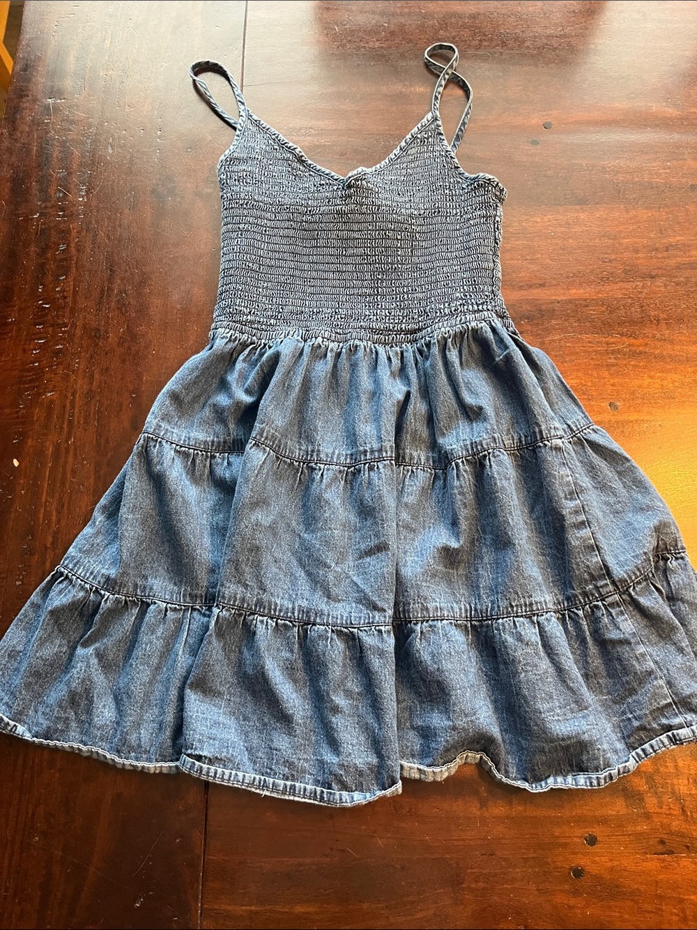 Smocked Blue Denim Tiered Sundress